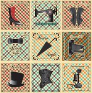 Retro background and labels set