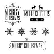 Merry Christmas decorative signs and frames with snowflakes