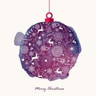 Christmas retro bauble watercolor greeting card