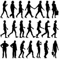 Black silhouettes of beautiful mans and womans N28