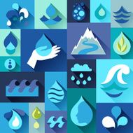 Background with water icons in flat design style