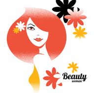 Beautiful girl silhouette in retro style