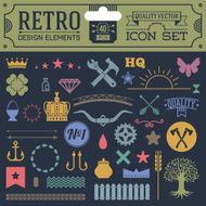 Retro design elements hipster style icon color set 1