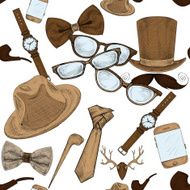 Seamless hand drawn hipster accessories pattern N2