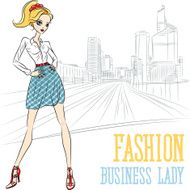 Vector fashion business girl in Defense