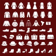 Set icons of women fashion dresses and men clothing