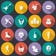 Rock music icons flat