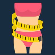 Measuring tape and female figure as a conceptual diet icon