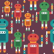 Colorful seamless pattern with intelligent robots