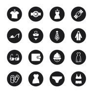 Clothing and Accessories Icons - Black Circle Series
