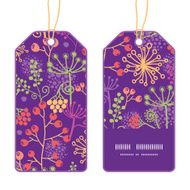 Vector colorful garden plants vertical stripe frame pattern tags set