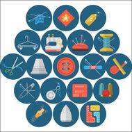 Flat icons vector collection of sewing items N2