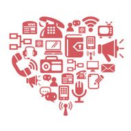 Communication Icons in Heart Shape N2