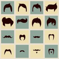 Collection of hipster retro hair styles and mustaches vector illustration N4