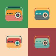 Colorful set of classic radio receivers