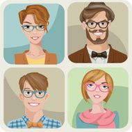 Four portraits of hipsters Male and female N2
