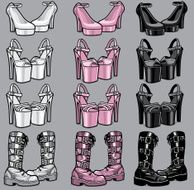 Various vector women&#039;s fetish shoes