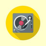 Turntable icon Flat design long shadow Vector illustration