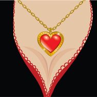 Decollete with jewel heart