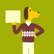 Dog sign blank billboard smile happiness friendly character illustration