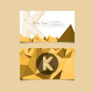 Low Poly Business Card Template with Alphabet Letter K
