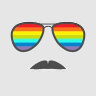 Glasses with rainbow lenses and mustaches Isolated icon