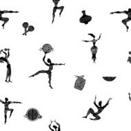 Seamless texture with figures of primitive people