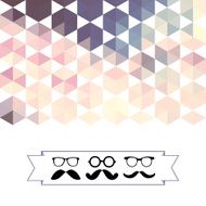 mustache with glasses and hexagons triangles
