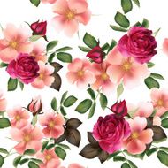 Beautiful seamless vector pattern with detailed roses