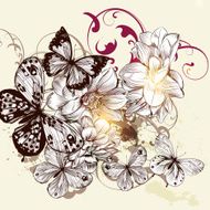Beautiful vector pattern with butterflies