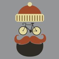 Hipster character with bicycle N3