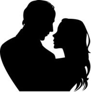 silhouette of woman and man in profile