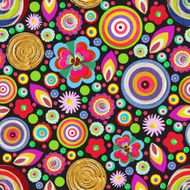 Seamless fantasy flower plant vector pattern cheer up background N16