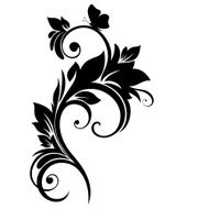 Black and white abstract flower leaves butterfly - Illustration N2