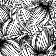 seamless monochrome vector pattern from abstract flowers N8