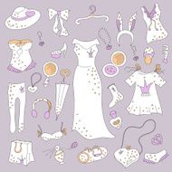 Stylish hand drawn set of women fashion items