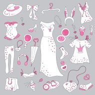 Stylish hand drawn set of women fashion items N2