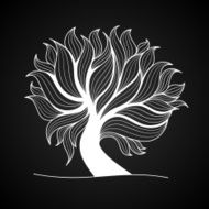 Doodle tree black and white color