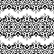 Lace black seamless pattern with flowers on white background N2