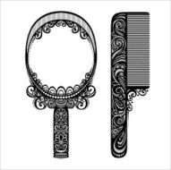 Ornate Comb with Mirror