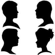 Vector silhouettes of different faces N12