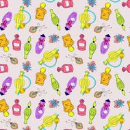 Hand drawn perfume bottles pattern
