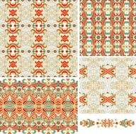 Set of seamless laced patterns and decorative elements