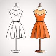 Hand drawn dress on dressform N2