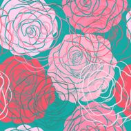 seamless pattern with roses in a hand-drawn graphic style