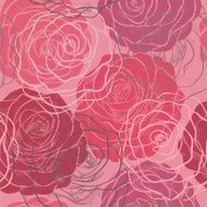seamless pattern in red and pink roses with contours
