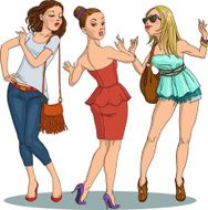 drawing girls shopping