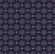 Seamless black velvet quilted background with golden heart shaped pins