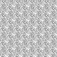 Abstract seamless floral curl monochrome pattern