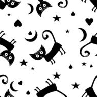 Seamless pattern with black cats N2